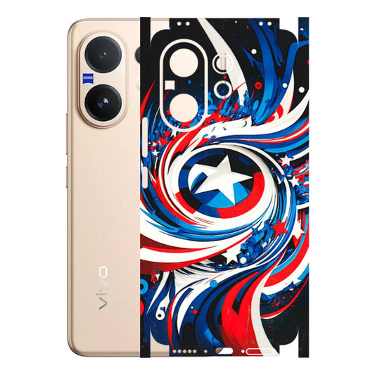 VIVO Z/V/X/T/U/S Series Phone Skins (All Models) - Captain America Logo - 3D Embossed Finish (L-307) Vivo V60 5G