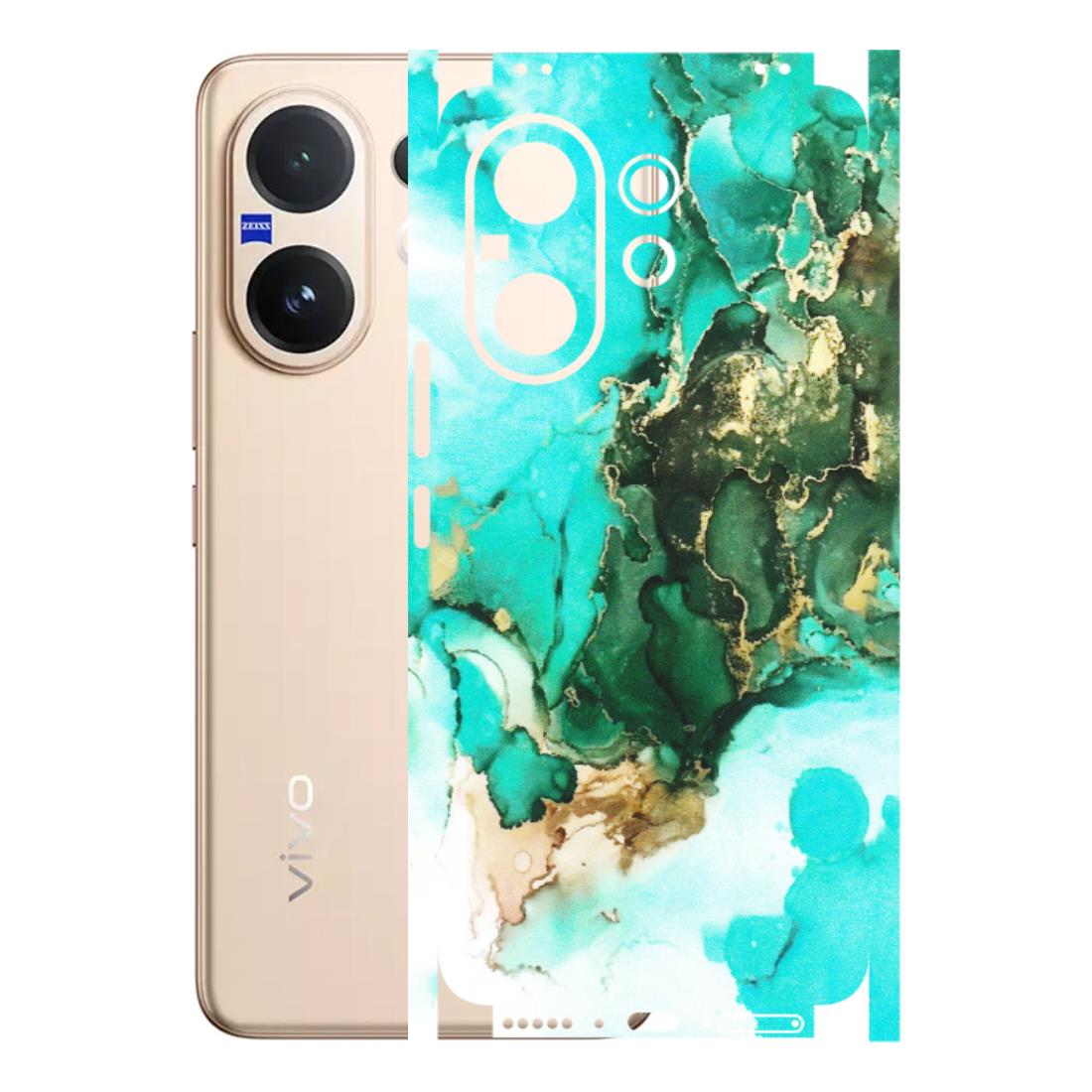 VIVO Z/V/X/T/U/S Series Phone Skins (All Models) - The Blue Gold Marble - Matte Finish (M-124) Vivo V60 5G