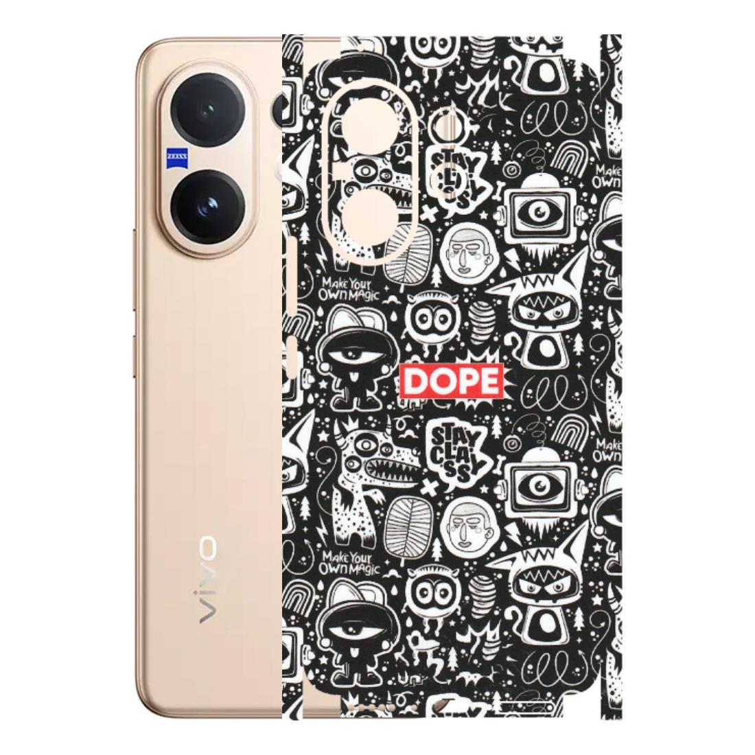 VIVO Z/V/X/T/U/S Series Phone Skins (All Models) - Dope Stay Classy Black Doodles - Matte Finish (M-126) Vivo V60 5G