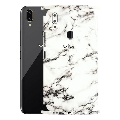 VIVO Z/V/X/T/U/S Series Phone Skins (All Models) - Black and White Marble Texture - 3D Embossed Finish (L-124) Vivo V9