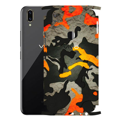 VIVO Z/V/X/T/U/S Series Phone Skins (All Models) - Orange Camouflage - 3D Embossed Finish (L-204) Vivo V9
