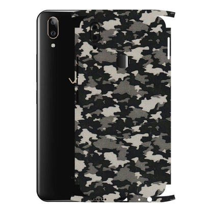 VIVO Z/V/X/T/U/S Series Phone Skins (All Models) - Black/Grey Camoflaunge - 3D Embossed Finish (L-142) Vivo V9 Pro