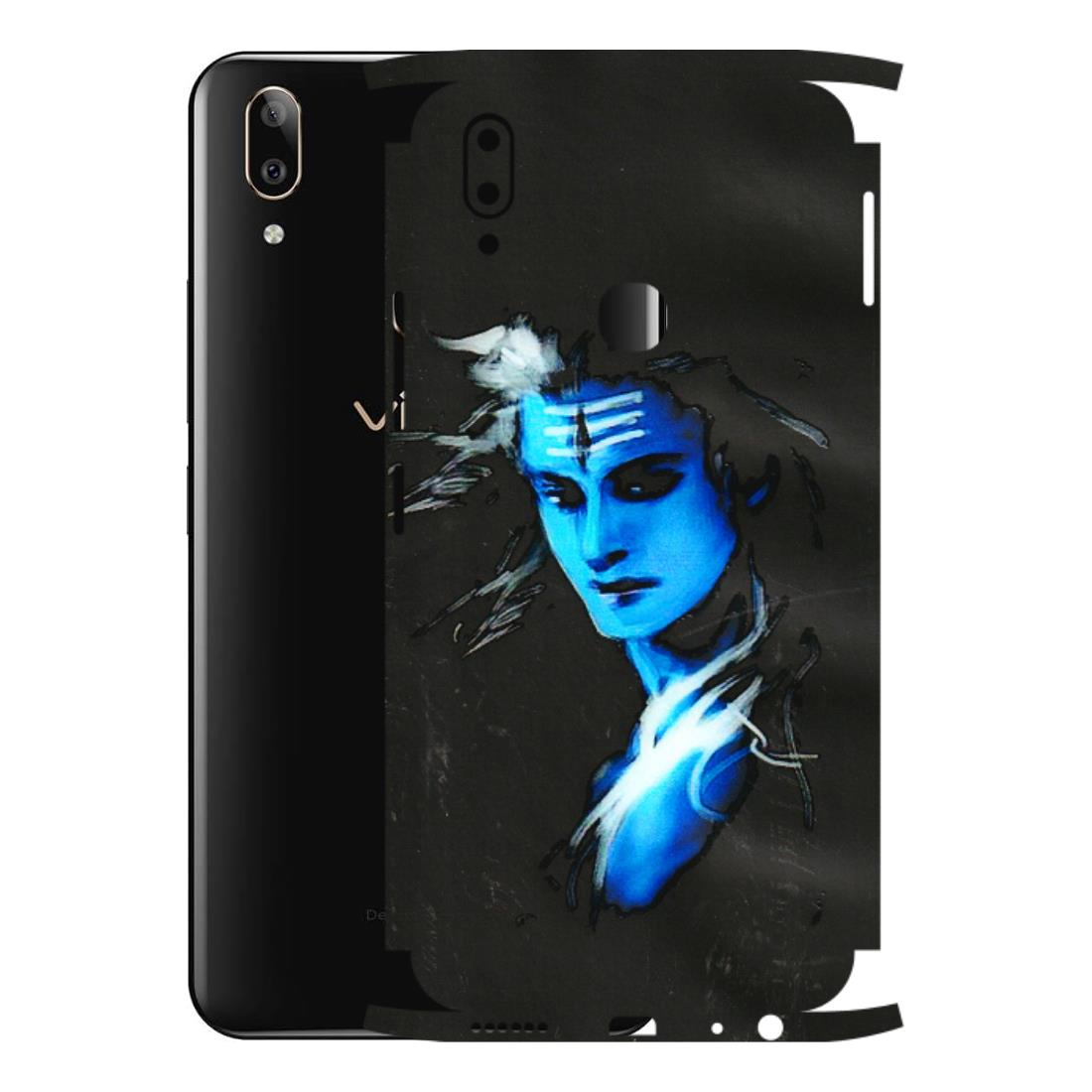 VIVO Z/V/X/T/U/S Series Phone Skins (All Models) - Har Har Mahadev Blue/Black - 3D Embossed Finish (L-185) Vivo V9 Pro