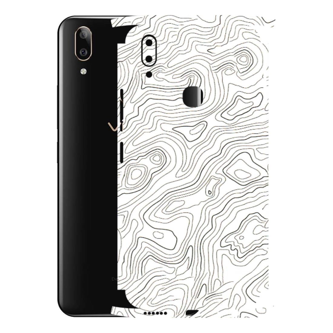 VIVO Z/V/X/T/U/S Series Phone Skins (All Models) - White Black Swirls - 3D Embossed Finish (L-219) Vivo V9 Pro
