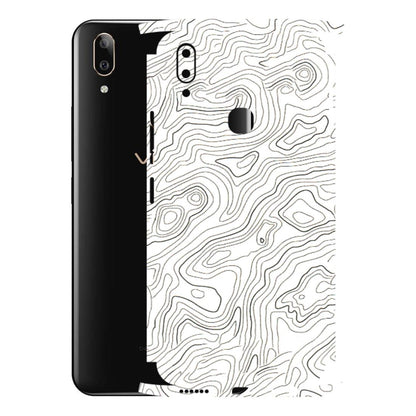 VIVO Z/V/X/T/U/S Series Phone Skins (All Models) - White Black Swirls - 3D Embossed Finish (L-219) Vivo V9 Pro