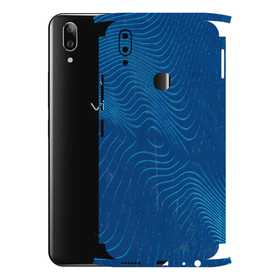 VIVO Z/V/X/T/U/S Series Phone Skins (All Models) - Abstract Blue Line Map - 3D Embossed Finish (L-272) Vivo V9 Pro