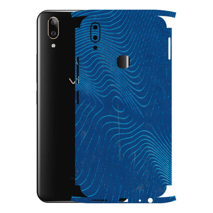 VIVO Z/V/X/T/U/S Series Phone Skins (All Models) - Abstract Blue Line Map - 3D Embossed Finish (L-272) Vivo V9 Pro