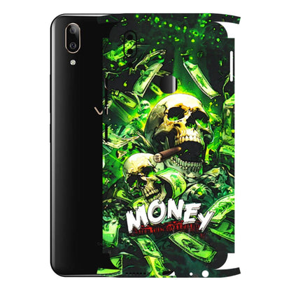VIVO Z/V/X/T/U/S Series Phone Skins (All Models) - Skull Money - 3D Embossed Finish (L-303) Vivo V9 Pro