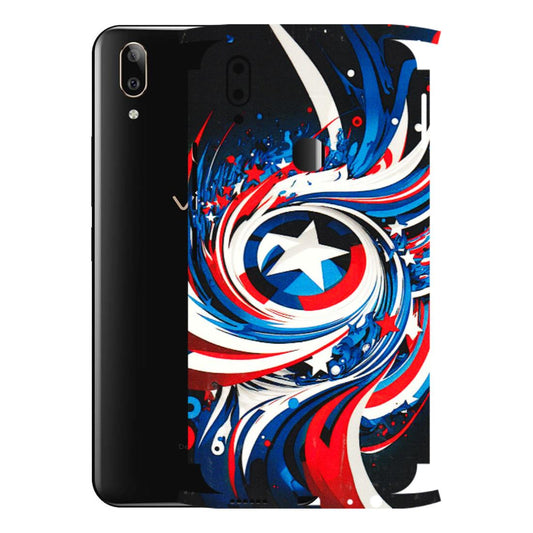 VIVO Z/V/X/T/U/S Series Phone Skins (All Models) - Captain America Logo - 3D Embossed Finish (L-307) Vivo V9 Pro