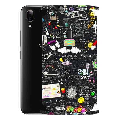 VIVO Z/V/X/T/U/S Series Phone Skins (All Models) - Black Creatives Doodles - 3D Embossed Finish (L-311) Vivo V9 Pro