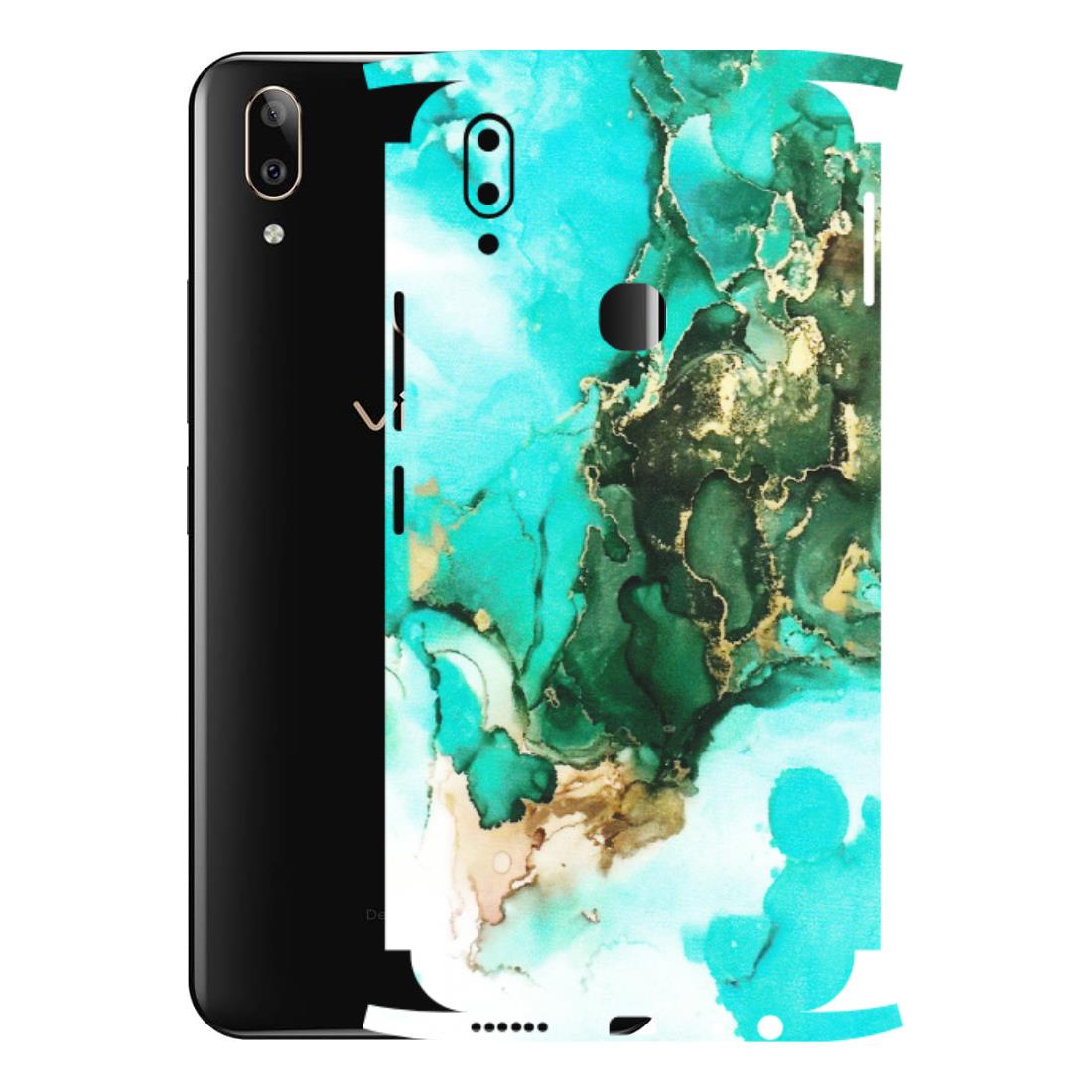 VIVO Z/V/X/T/U/S Series Phone Skins (All Models) - The Blue Gold Marble - Matte Finish (M-124) Vivo V9 Pro