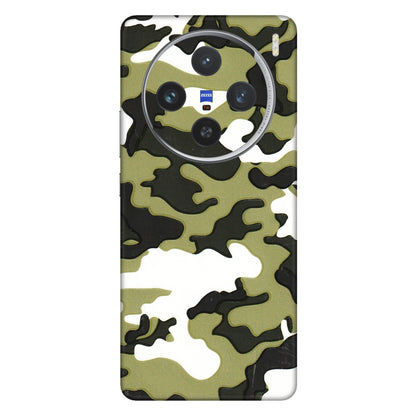 VIVO Z/V/X/T/U/S Series Phone Skins (All Models) - Camouflages White And Green - 3D Embossed Finish (L-243) Vivo X100 (5G)