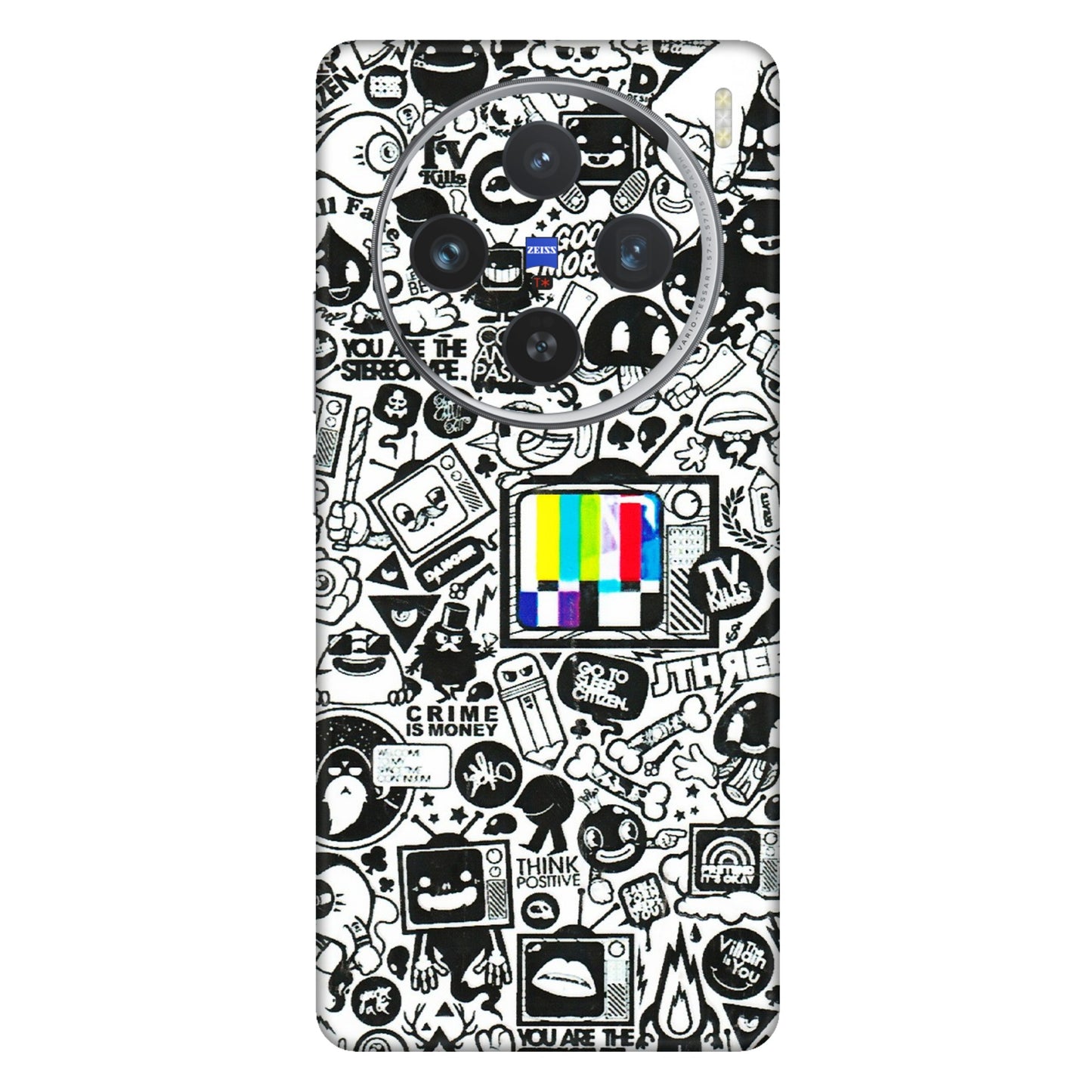 VIVO Z/V/X/T/U/S Series Phone Skins (All Models) - Doodles Positive Art - 3D Embossed Finish (L-263) Vivo X100 (5G)