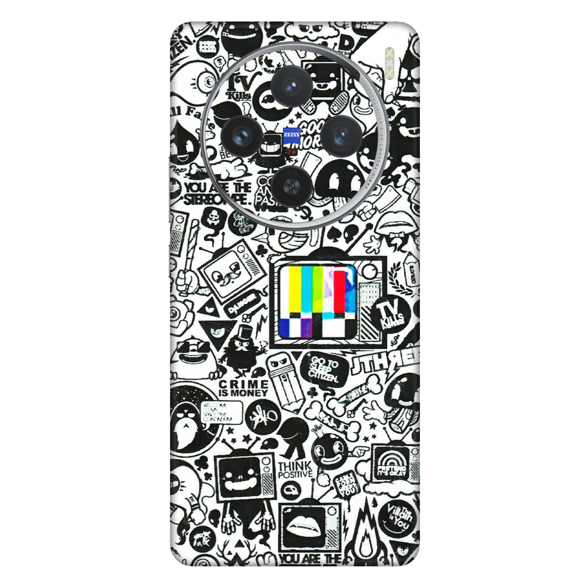 VIVO Z/V/X/T/U/S Series Phone Skins (All Models) - Doodles Positive Art - 3D Embossed Finish (L-263) Vivo X100 (5G)
