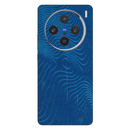 VIVO Z/V/X/T/U/S Series Phone Skins (All Models) - Abstract Blue Line Map - 3D Embossed Finish (L-272) Vivo X100 (5G)