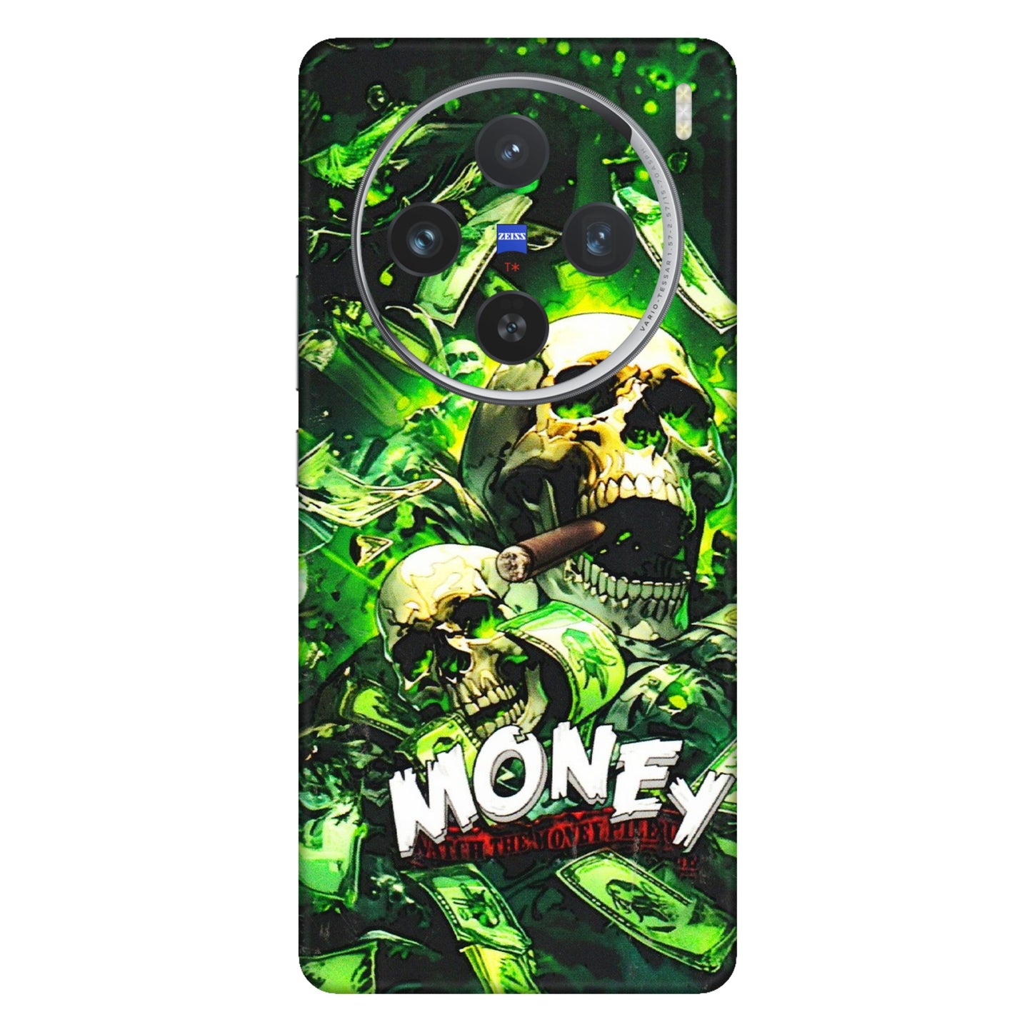 VIVO Z/V/X/T/U/S Series Phone Skins (All Models) - Skull Money - 3D Embossed Finish (L-303) Vivo X100 (5G)