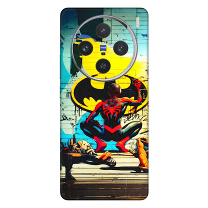 VIVO Z/V/X/T/U/S Series Phone Skins (All Models) - New Spiderman Bat Logo - 3D Embossed Finish (L-309) Vivo X100 (5G)