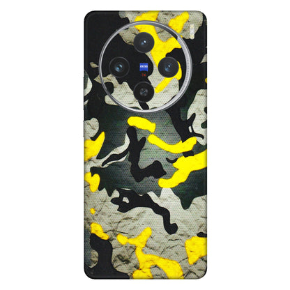 VIVO Z/V/X/T/U/S Series Phone Skins (All Models) - Yellow Camouflage - 3D Embossed Finish (L-61) Vivo X100 (5G)
