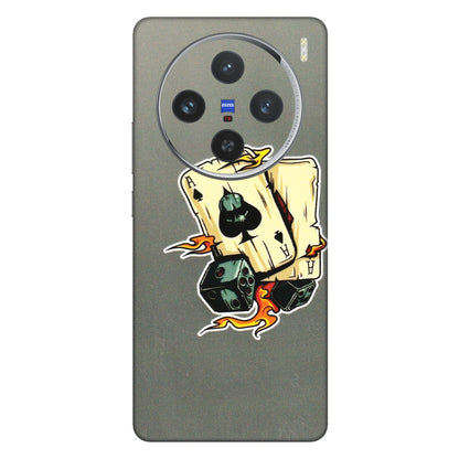 VIVO Z/V/X/T/U/S Series Phone Skins (All Models) - Grey Cards Of Ace - 3D Embossed Finish (L-77) Vivo X100 (5G)