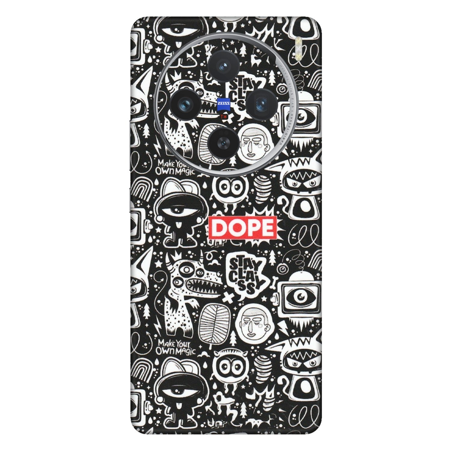 VIVO Z/V/X/T/U/S Series Phone Skins (All Models) - Dope Stay Classy Black Doodles - Matte Finish (M-126) Vivo X100 (5G)