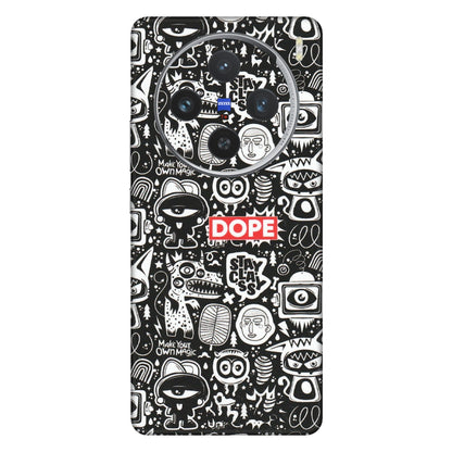 VIVO Z/V/X/T/U/S Series Phone Skins (All Models) - Dope Stay Classy Black Doodles - Matte Finish (M-126) Vivo X100 (5G)