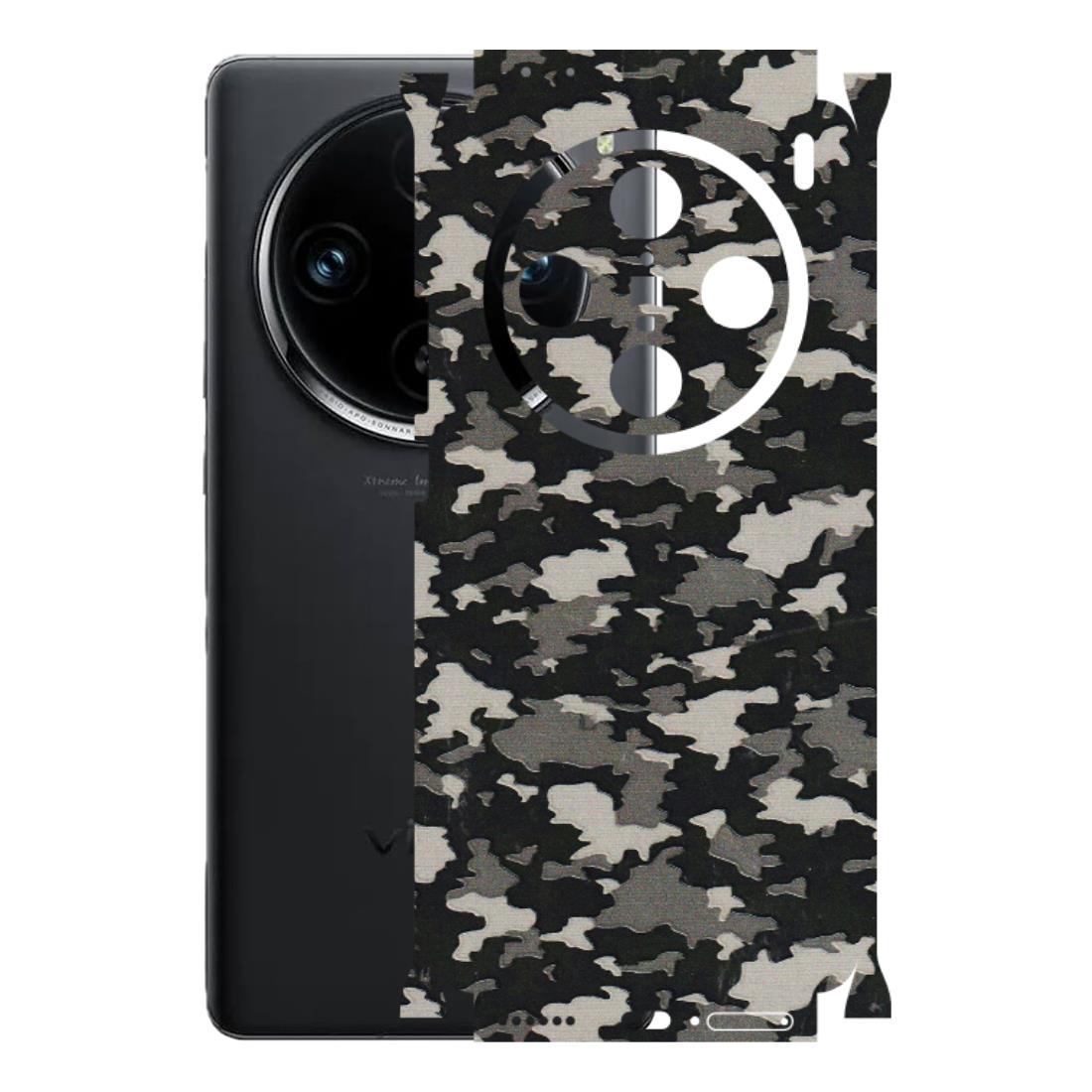 VIVO Z/V/X/T/U/S Series Phone Skins (All Models) - Black/Grey Camoflaunge - 3D Embossed Finish (L-142) Vivo X100 Pro