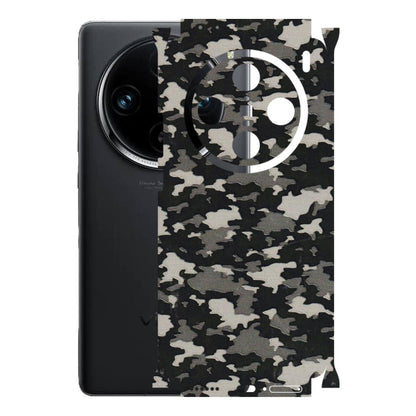 VIVO Z/V/X/T/U/S Series Phone Skins (All Models) - Black/Grey Camoflaunge - 3D Embossed Finish (L-142) Vivo X100 Pro