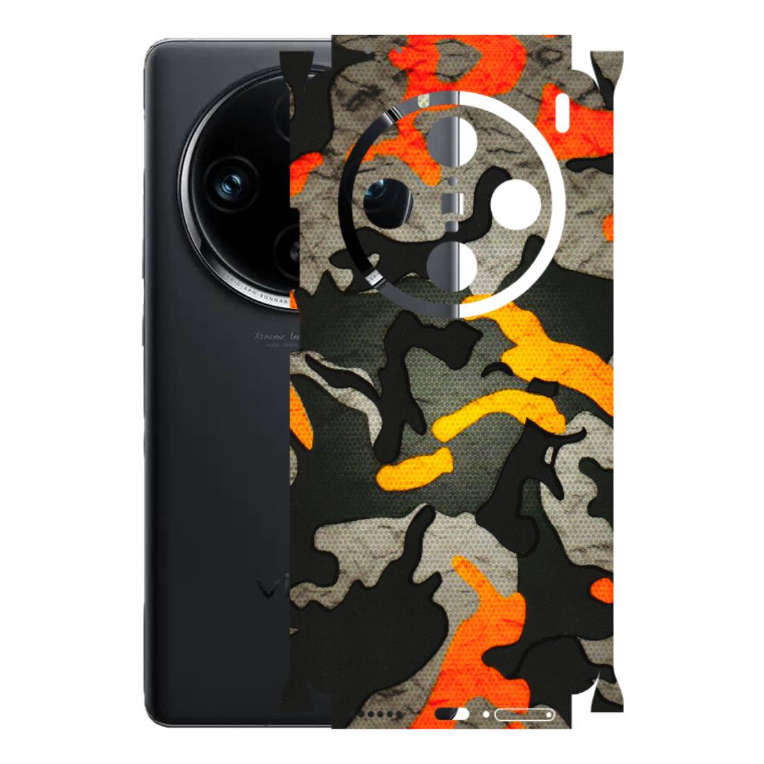 VIVO Z/V/X/T/U/S Series Phone Skins (All Models) - Orange Camouflage - 3D Embossed Finish (L-204) Vivo X100 Pro