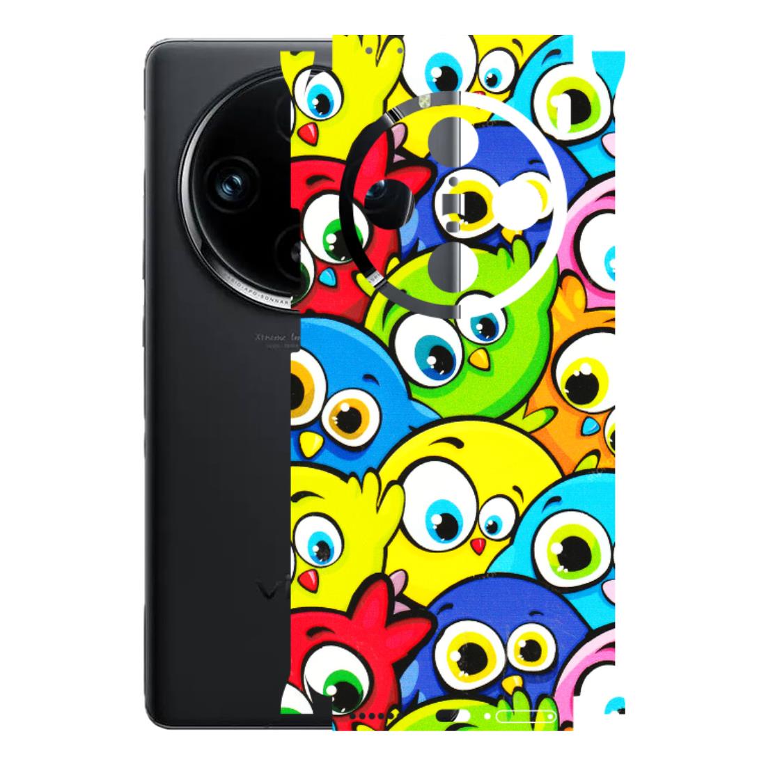 VIVO Z/V/X/T/U/S Series Phone Skins (All Models) - Cute Fluffy Birds - 3D Embossed Finish (L-213) Vivo X100 Pro