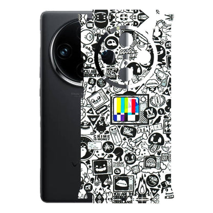 VIVO Z/V/X/T/U/S Series Phone Skins (All Models) - Doodles Positive Art - 3D Embossed Finish (L-263) Vivo X100 Pro
