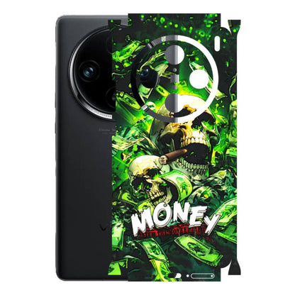 VIVO Z/V/X/T/U/S Series Phone Skins (All Models) - Skull Money - 3D Embossed Finish (L-303) Vivo X100 Pro