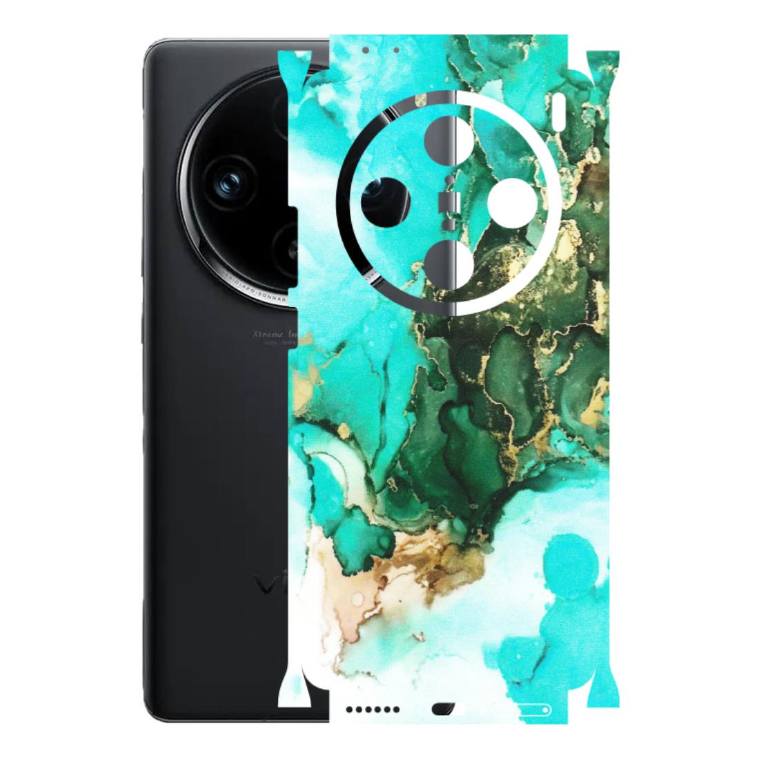 VIVO Z/V/X/T/U/S Series Phone Skins (All Models) - The Blue Gold Marble - Matte Finish (M-124) Vivo X100 Pro