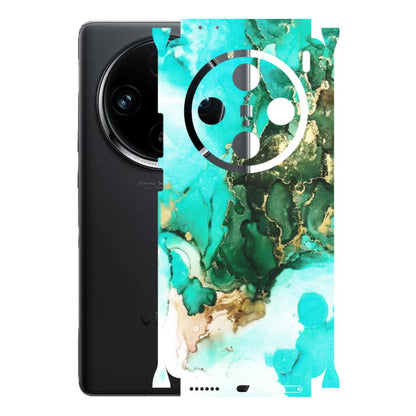 VIVO Z/V/X/T/U/S Series Phone Skins (All Models) - The Blue Gold Marble - Matte Finish (M-124) Vivo X100 Pro