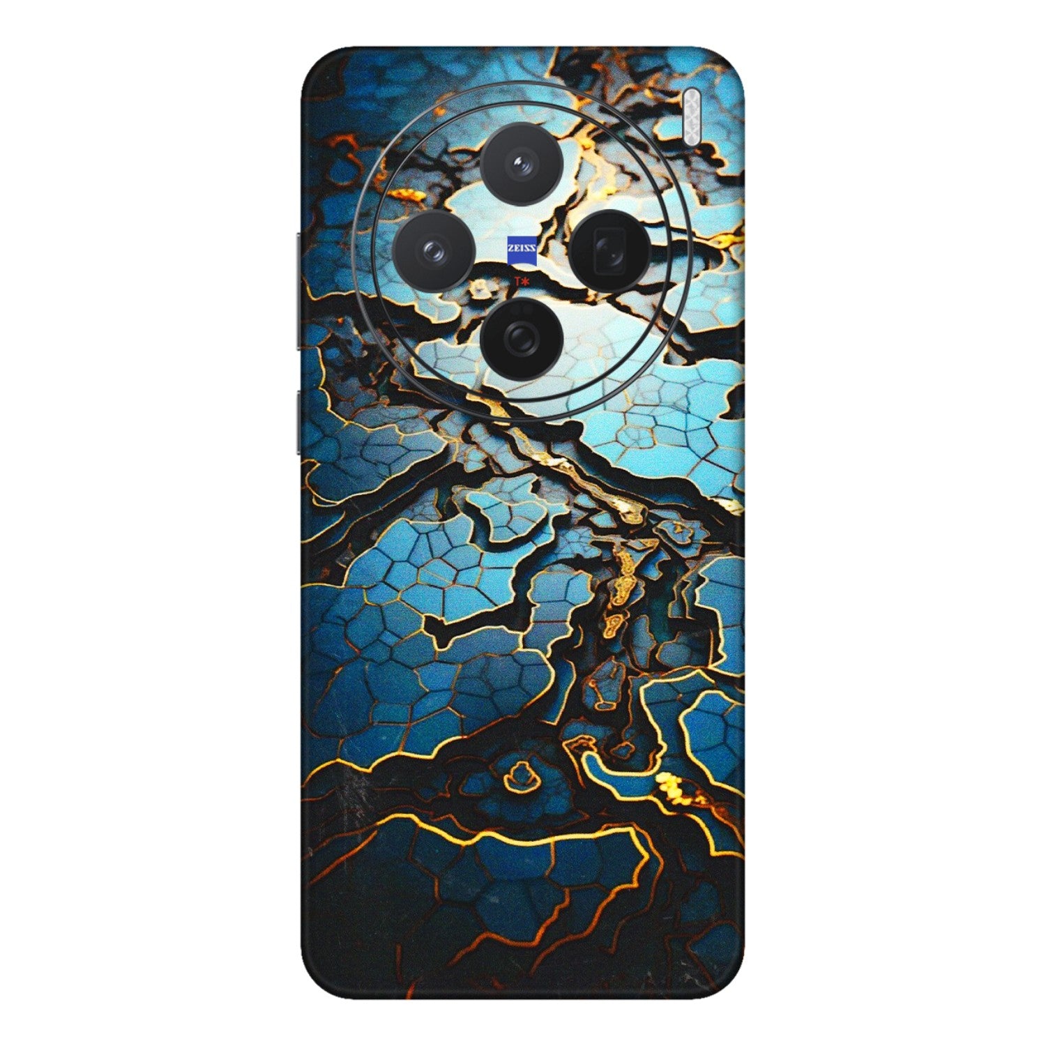 VIVO Z/V/X/T/U/S Series Phone Skins (All Models) - Blue Gold Abstract - 3D Embossed Finish (L-11) Vivo X200 (5G)