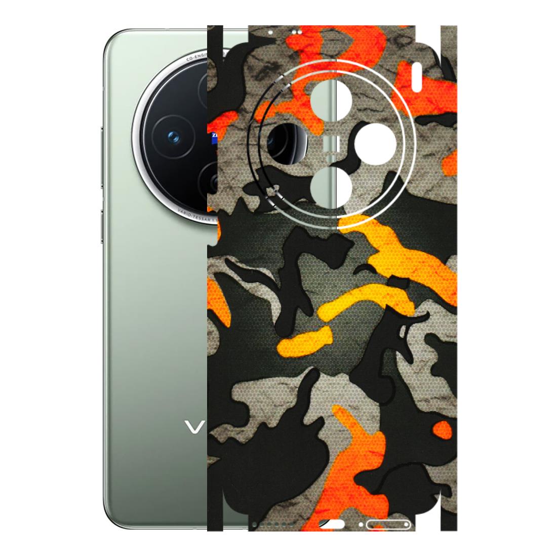 VIVO Z/V/X/T/U/S Series Phone Skins (All Models) - Orange Camouflage - 3D Embossed Finish (L-204) Vivo X200 (5G)