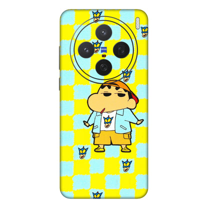 VIVO Z/V/X/T/U/S Series Phone Skins (All Models) - Yellow Blue Shinchan Cute - 3D Embossed Finish (L-221) Vivo X200 (5G)