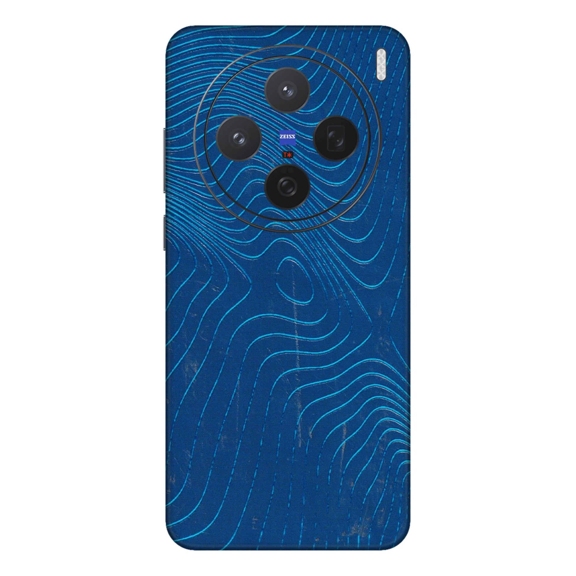 VIVO Z/V/X/T/U/S Series Phone Skins (All Models) - Abstract Blue Line Map - 3D Embossed Finish (L-272) Vivo X200 (5G)