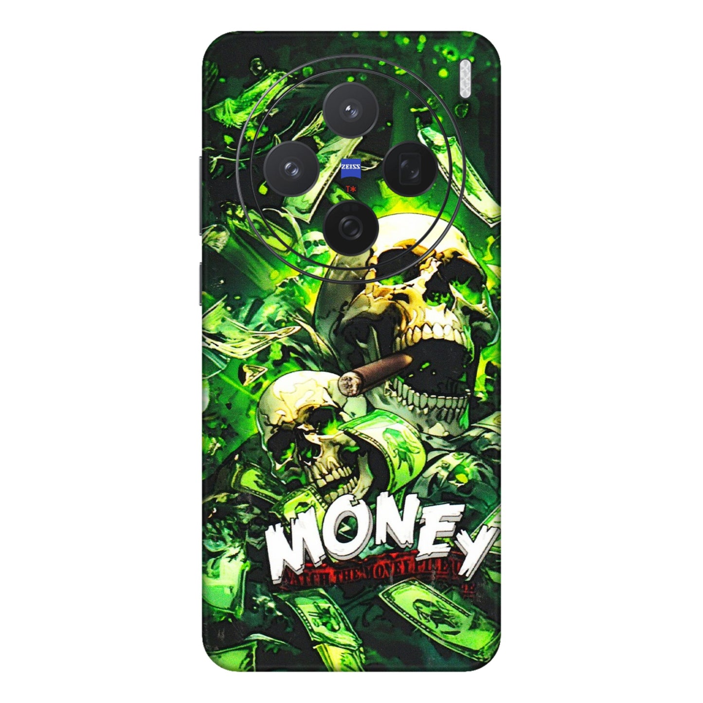 VIVO Z/V/X/T/U/S Series Phone Skins (All Models) - Skull Money - 3D Embossed Finish (L-303) Vivo X200 (5G)