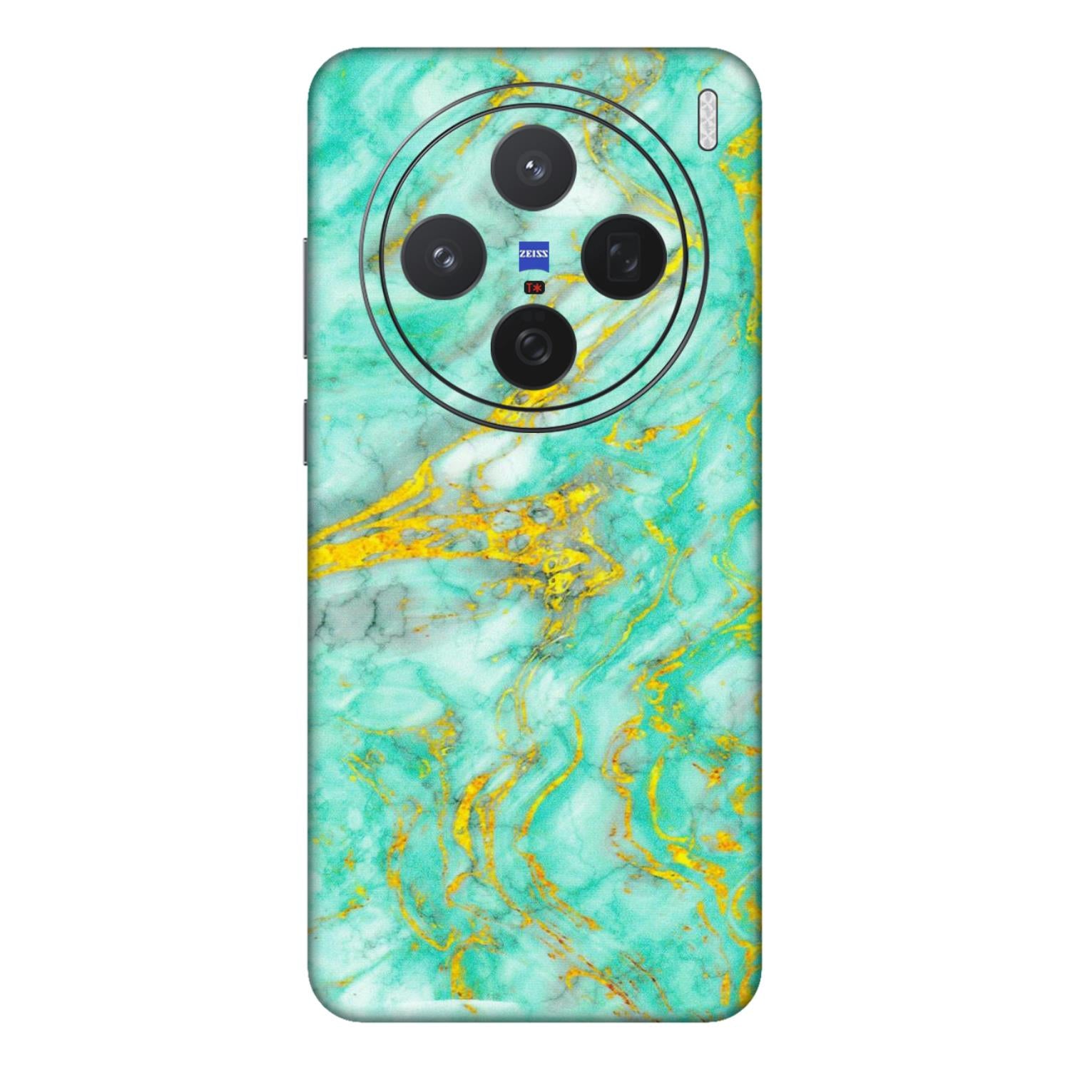 VIVO Z/V/X/T/U/S Series Phone Skins (All Models) - Green And Gold Marble Feel - Matte Finish (M-16) Vivo X200 (5G)