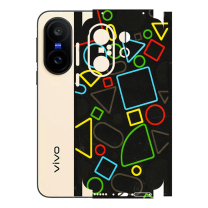 VIVO Z/V/X/T/U/S Series Phone Skins (All Models) - Black Shapes - 3D Embossed Finish (L-131) Vivo X200 FE