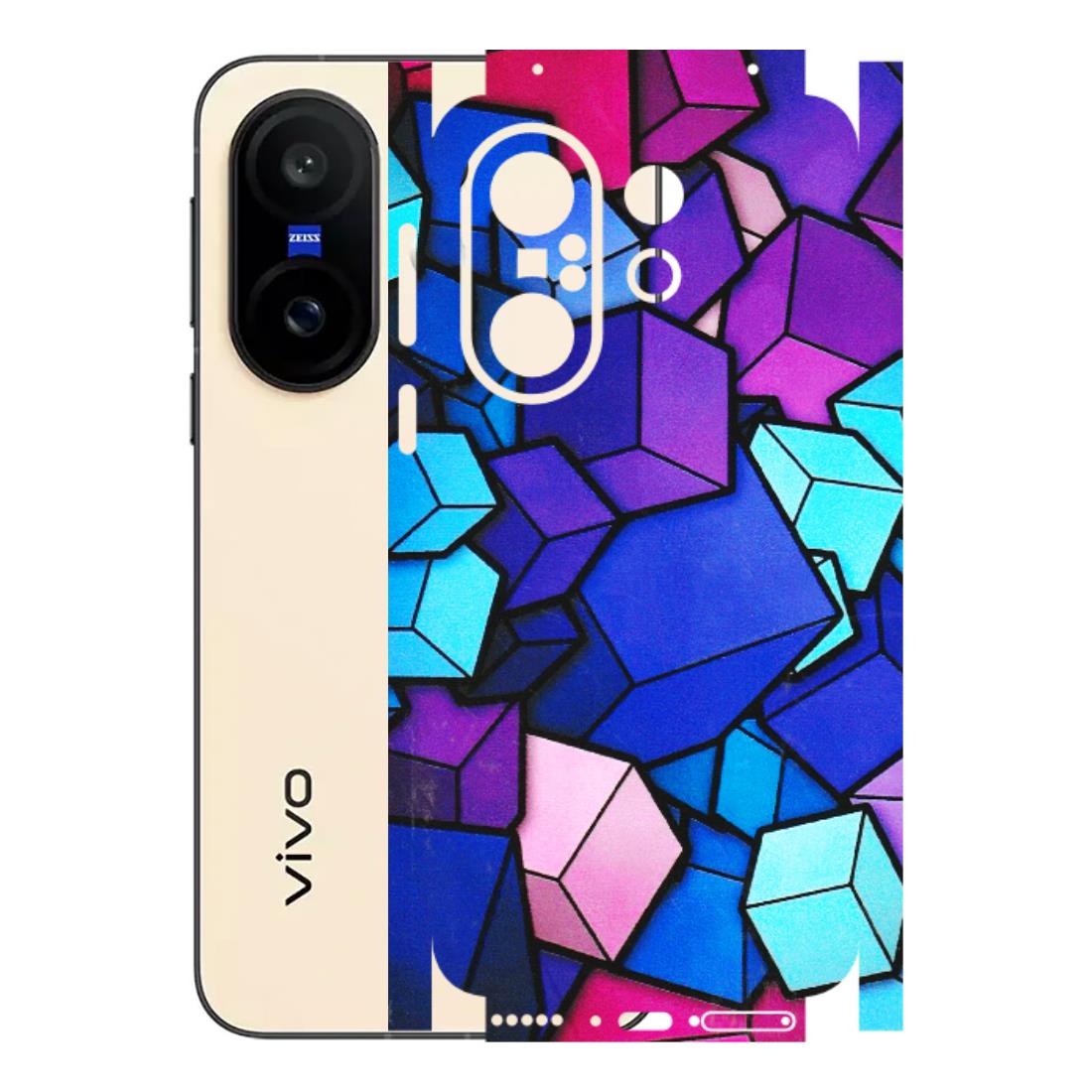 VIVO Z/V/X/T/U/S Series Phone Skins (All Models) - Cube Doodle - 3D Embossed Finish (L-141) Vivo X200 FE