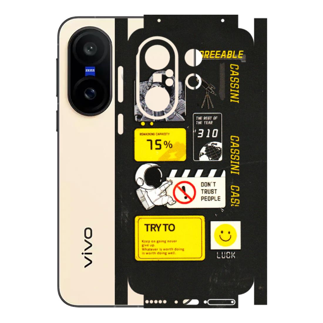 VIVO Z/V/X/T/U/S Series Phone Skins (All Models) - Black Cassini - 3D Embossed Finish (L-161) Vivo X200 FE