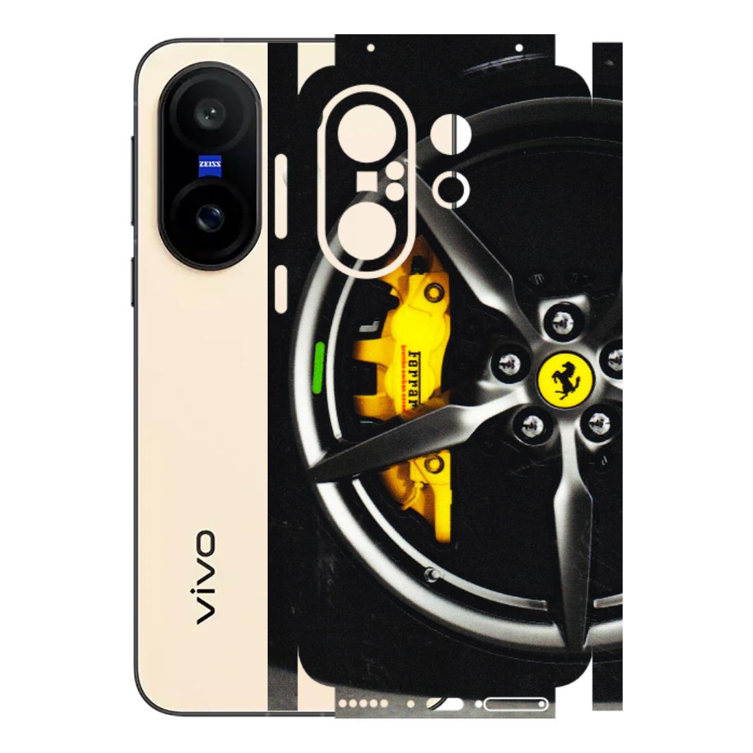 VIVO Z/V/X/T/U/S Series Phone Skins (All Models) - Ferrari Wheel Alloy - 3D Embossed Finish (L-173) Vivo X200 FE