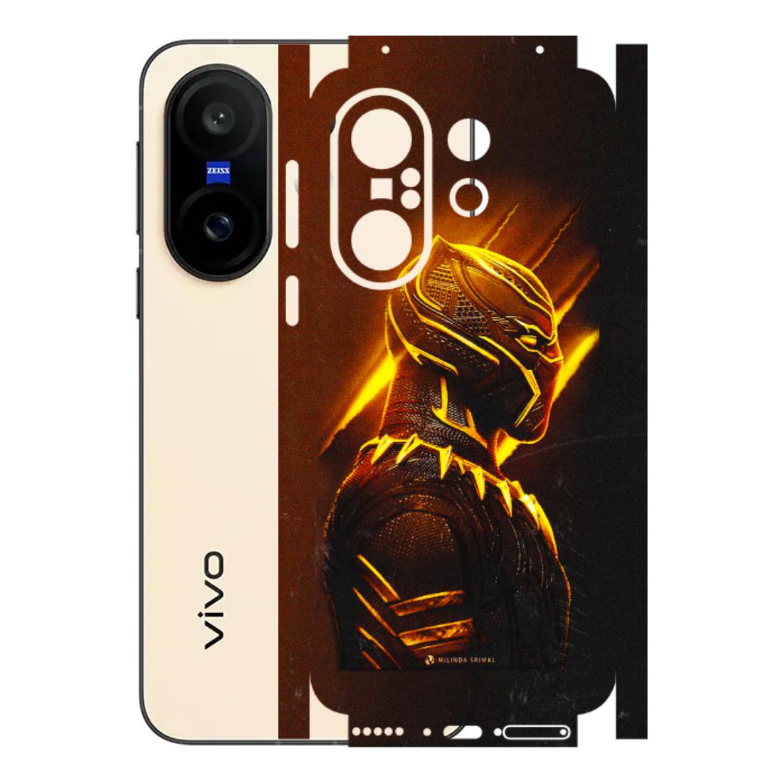 VIVO Z/V/X/T/U/S Series Phone Skins (All Models) - Gold Black Panther - 3D Embossed Finish (L-181) Vivo X200 FE