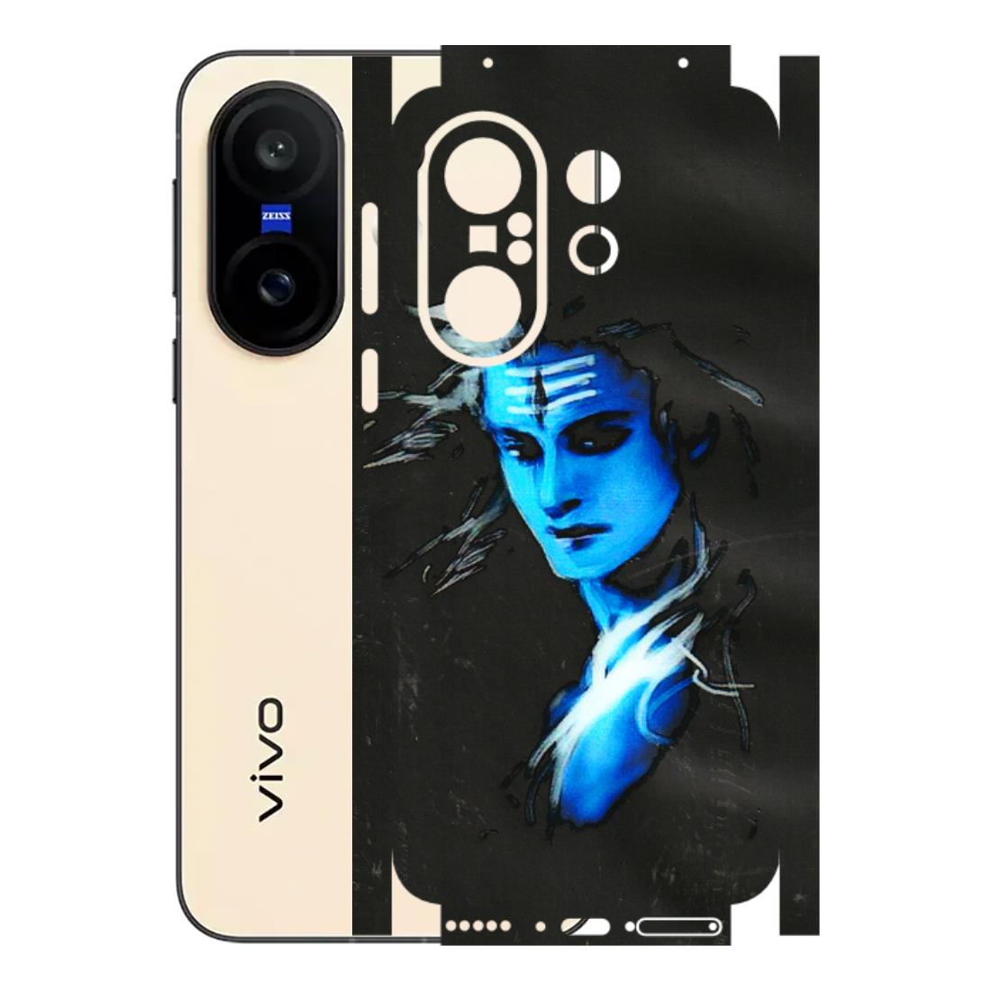 VIVO Z/V/X/T/U/S Series Phone Skins (All Models) - Har Har Mahadev Blue/Black - 3D Embossed Finish (L-185) Vivo X200 FE
