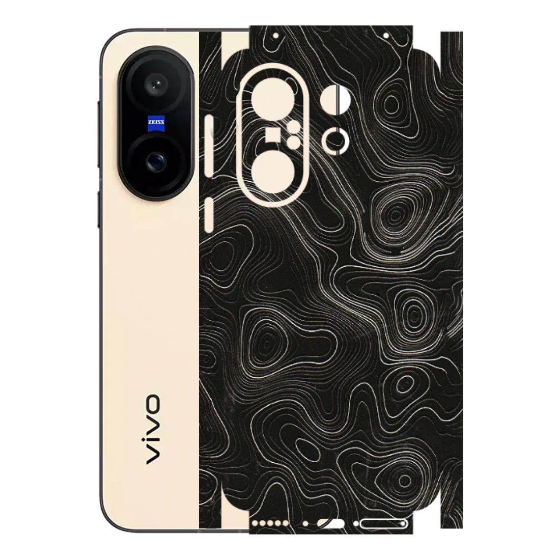 VIVO Z/V/X/T/U/S Series Phone Skins (All Models) - Black Swirl - 3D Embossed Finish (L-196) Vivo X200 FE