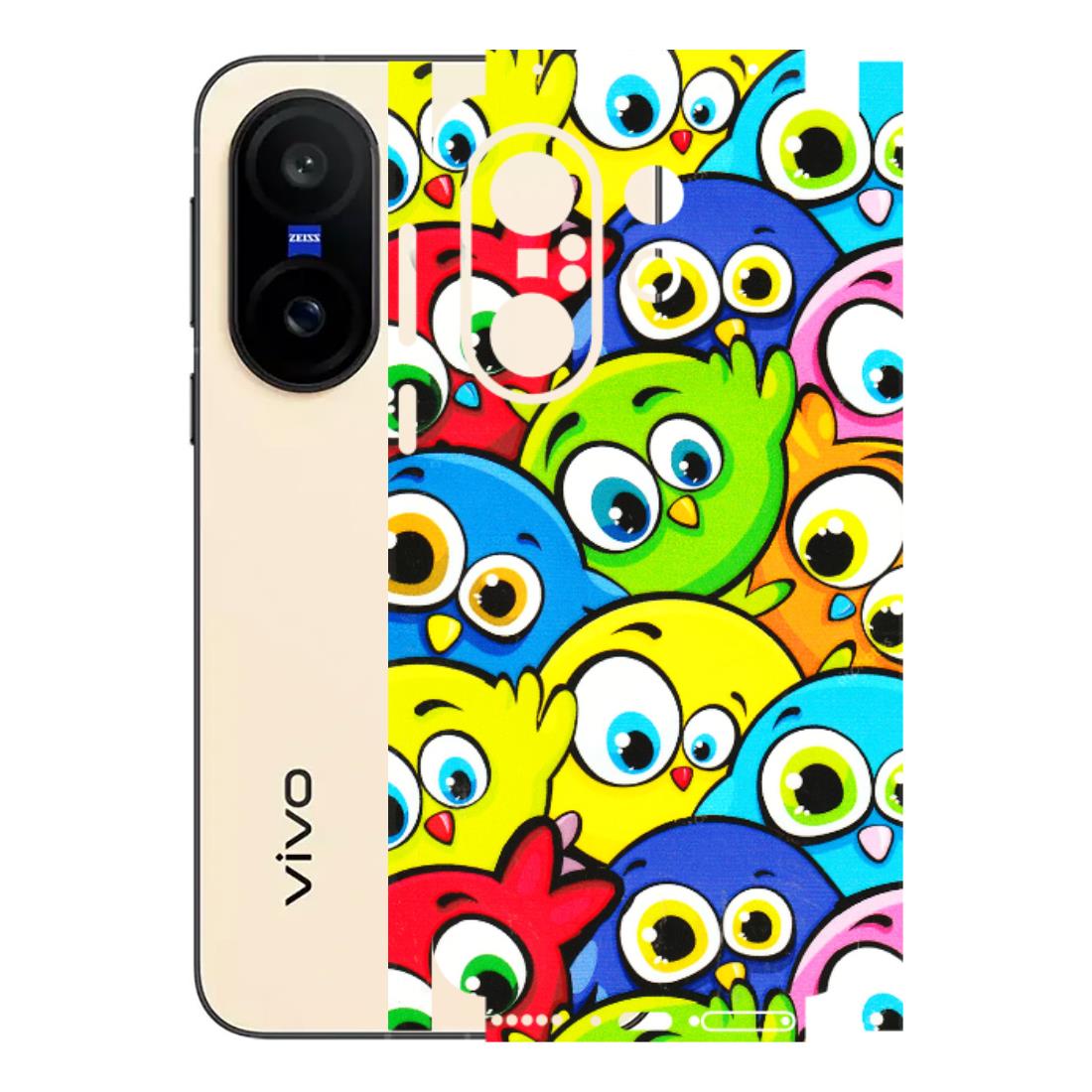 VIVO Z/V/X/T/U/S Series Phone Skins (All Models) - Cute Fluffy Birds - 3D Embossed Finish (L-213) Vivo X200 FE