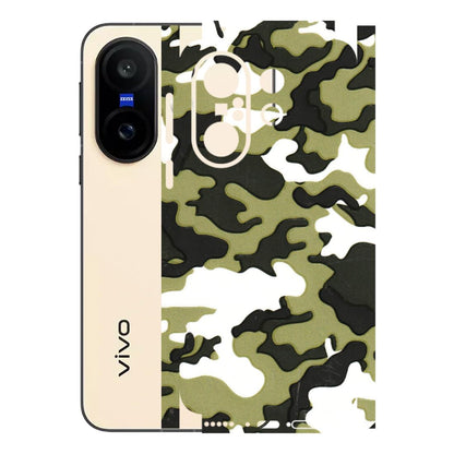 VIVO Z/V/X/T/U/S Series Phone Skins (All Models) - Camouflages White And Green - 3D Embossed Finish (L-243) Vivo X200 FE