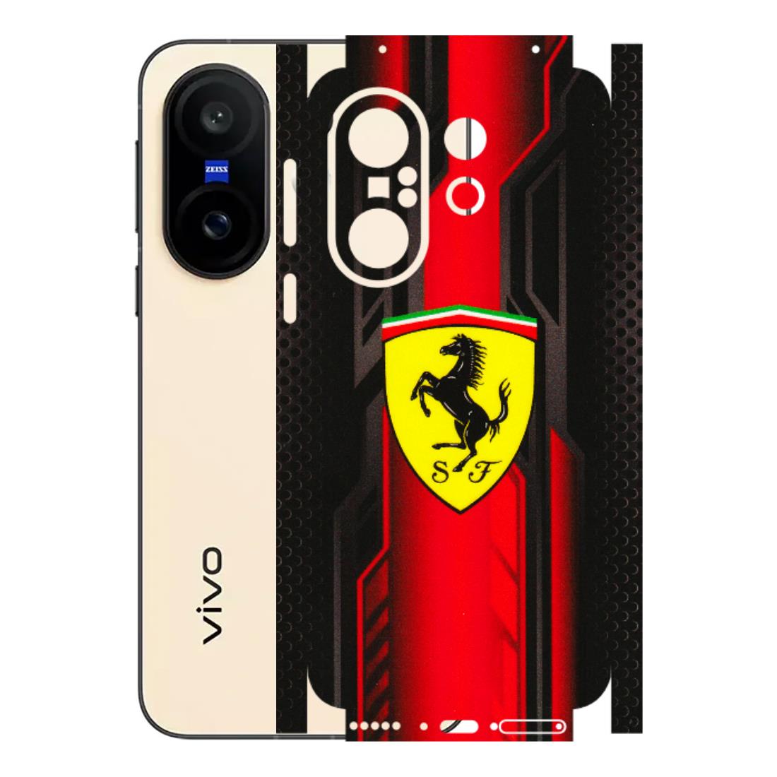 VIVO Z/V/X/T/U/S Series Phone Skins (All Models) - Black Ferrari Logo - 3D Embossed Finish (L-253) Vivo X200 FE