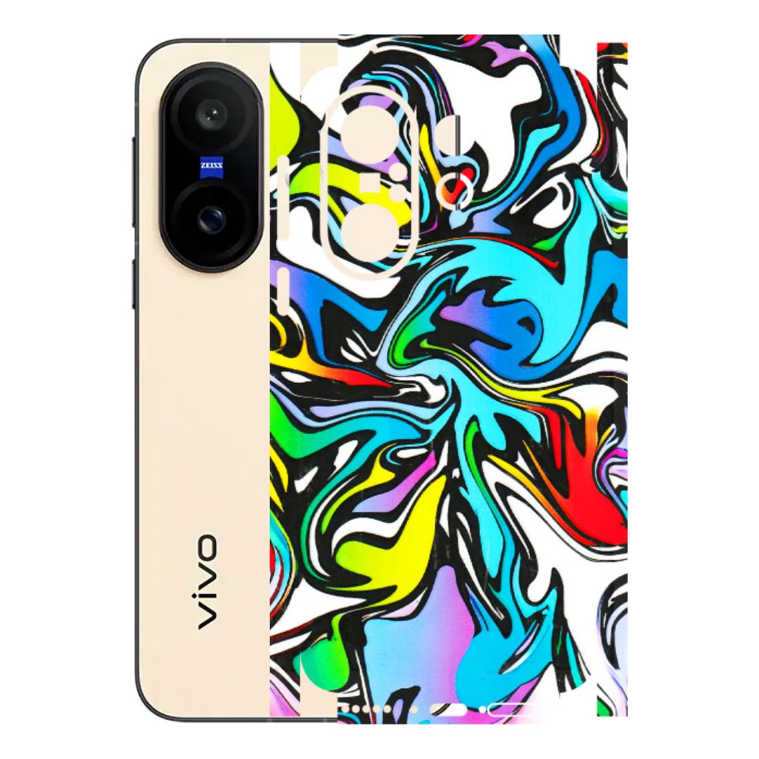 VIVO Z/V/X/T/U/S Series Phone Skins (All Models) - Abstract Colour Paints - 3D Embossed Finish (L-271) Vivo X200 FE